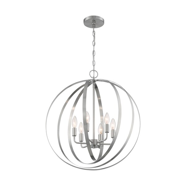 Nuvo Fixture, Pendant, 6-Lght, Incandescent, 60W, 120V, B10, Candelabra Bse, Length: 22.00 60/7048 - main